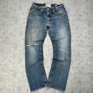 Ariat M4 Relaxed Preston Bootcut distressed western blue jeans mens 32x32